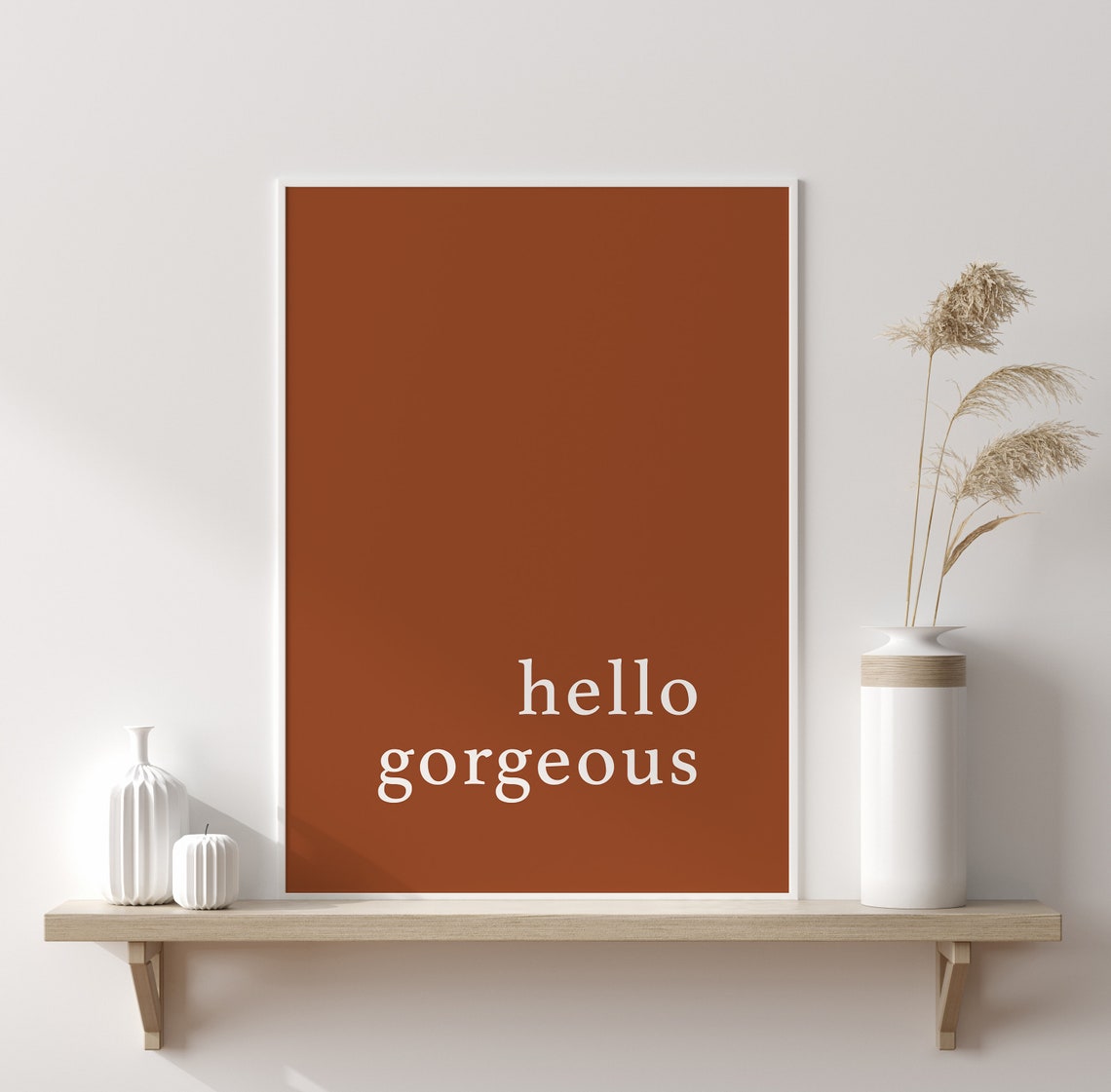 Hello Print Wall Art Print Terracotta Red Girly Etsy