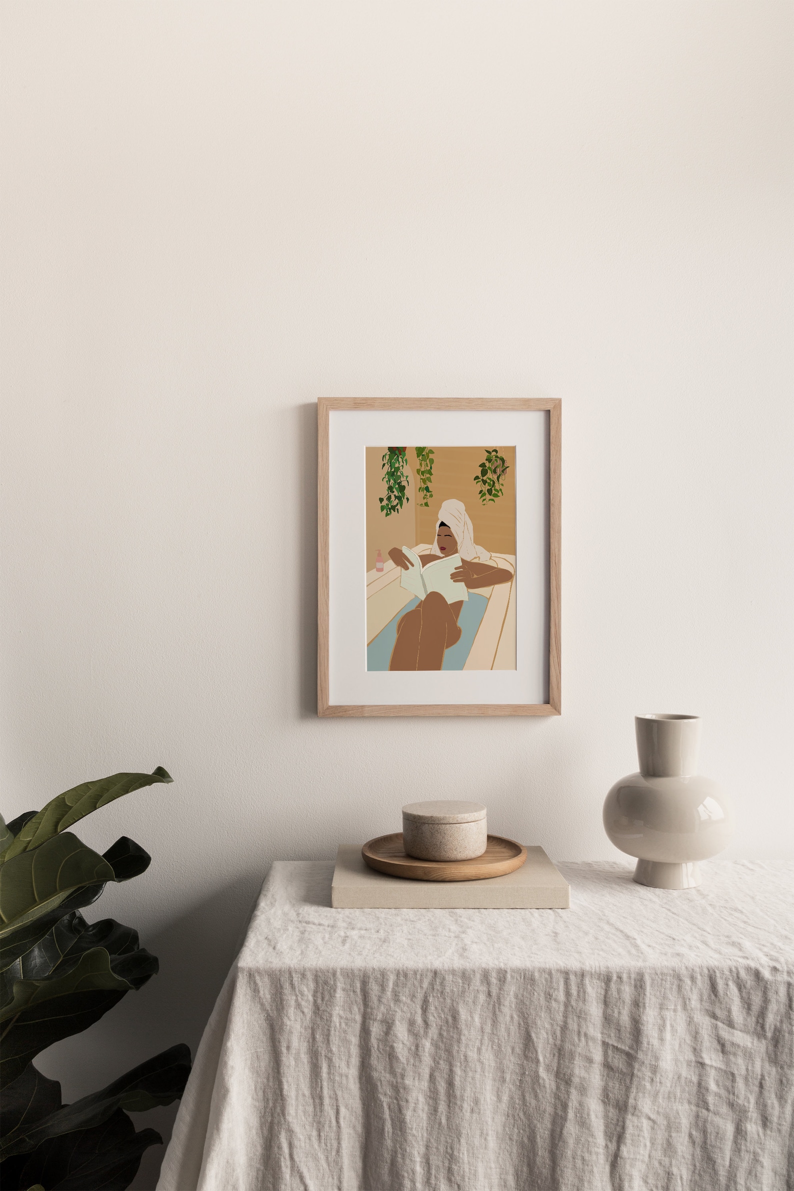 Bathroom Wall Art, Abstract Woman Art, Bath Print, Plant Lover Print, Tuscan Bath Print, Brown ...