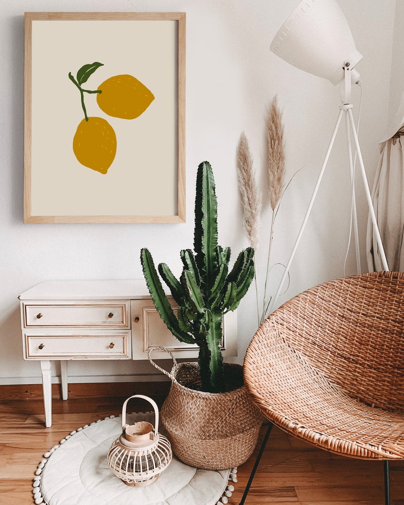 Lemons Print Boho Kitchen Wall Art Fruits Wall Decor | Etsy