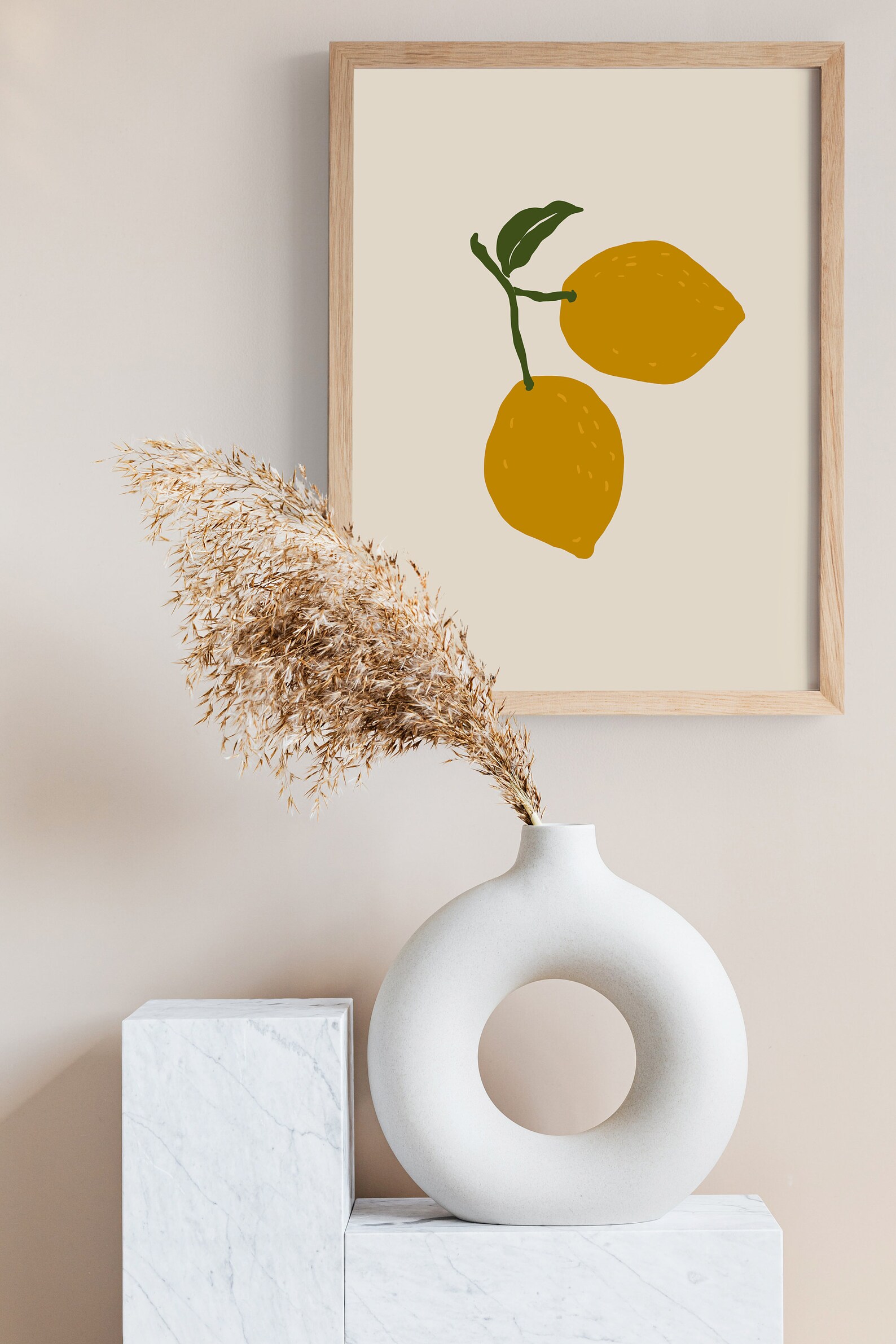 Lemons Print Boho Kitchen Wall Art Fruits Wall Decor Etsy