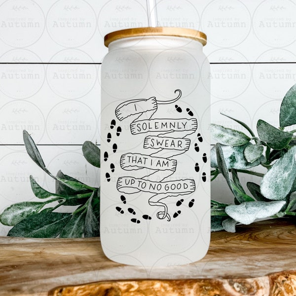 16oz Glass Can Tumbler | Harry Potter | I Solemnly Swear That I Am Up To No Good | Marauders Map | Wizarding World | Iced Coffee Glass