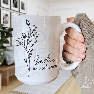 Personalized Birth Month Flower Mug, Custom Birth Month Coffee Cup, Christian Bible Verse Mug, Bridesmaid Proposal Mug, Housewarming Gift