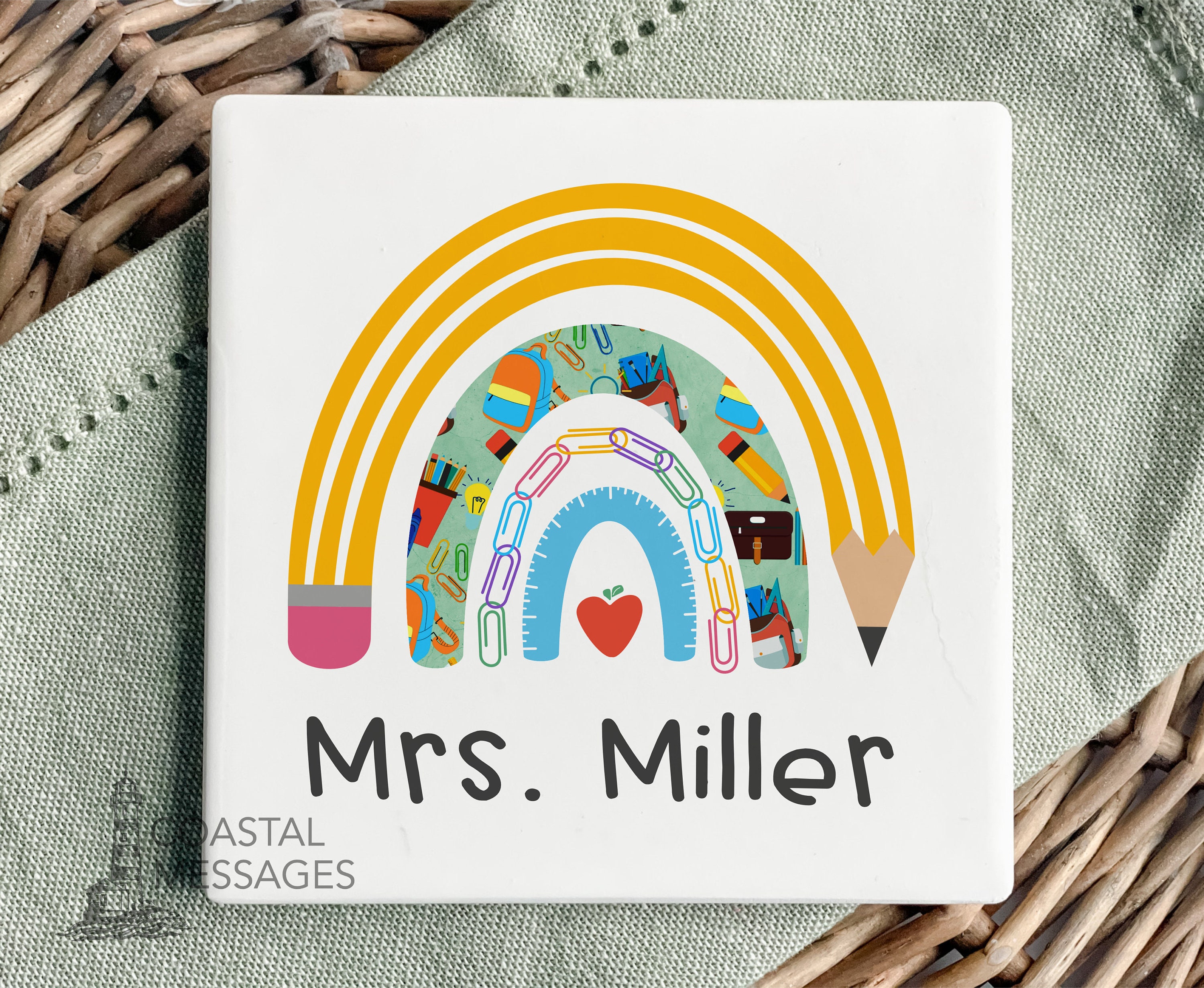 Personalized Coasters for Teacher, Custom Teacher Appreciation Gift ...