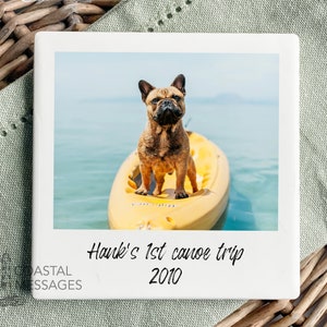 Personalized Pet Photo Coasters, Custom Polaroid Pet Coaster Set, Custom Pet Coaster, Pet Photo Gift, Pet Memorial Gift, Custom Dog Portrait