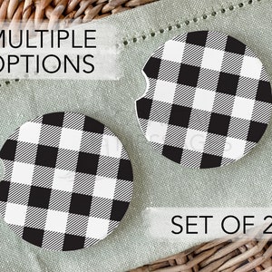 Buffalo Plaid bilunderlägg, svartvit rutig (set om 2) bild 1