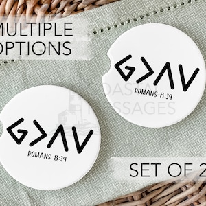 Christian Car Coaster Set of 2, God Is Greater Car Cup Holder, Christian Car Accessories, Cute New Car Decor Gift, Religious Car Cup Coaster