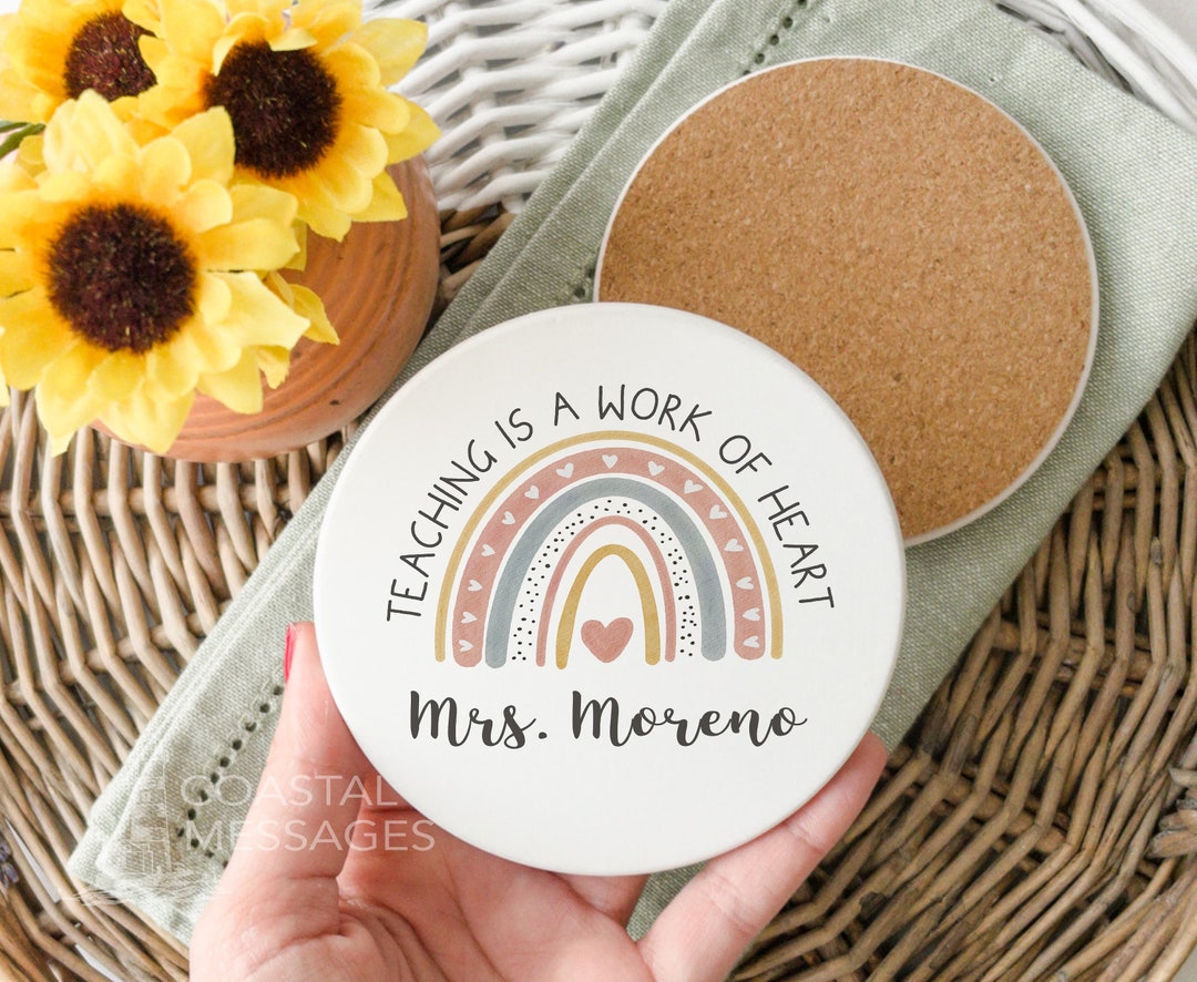 Personalized Coasters for Teacher, Custom Teacher Appreciation Gift ...