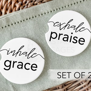 Christliches Auto-Untersetzer-Set, Inhale Grace Exhale Praise, Autozubehör
