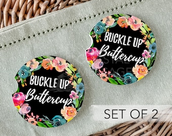 Suck it up Buttercup car coasters set of 2 Funny Car accessories Suck it up Buttercup car coasters set of 2 Funny Car accessories