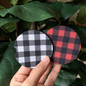 Buffalo Plaid bilunderlägg, svartvit rutig (set om 2) bild 2