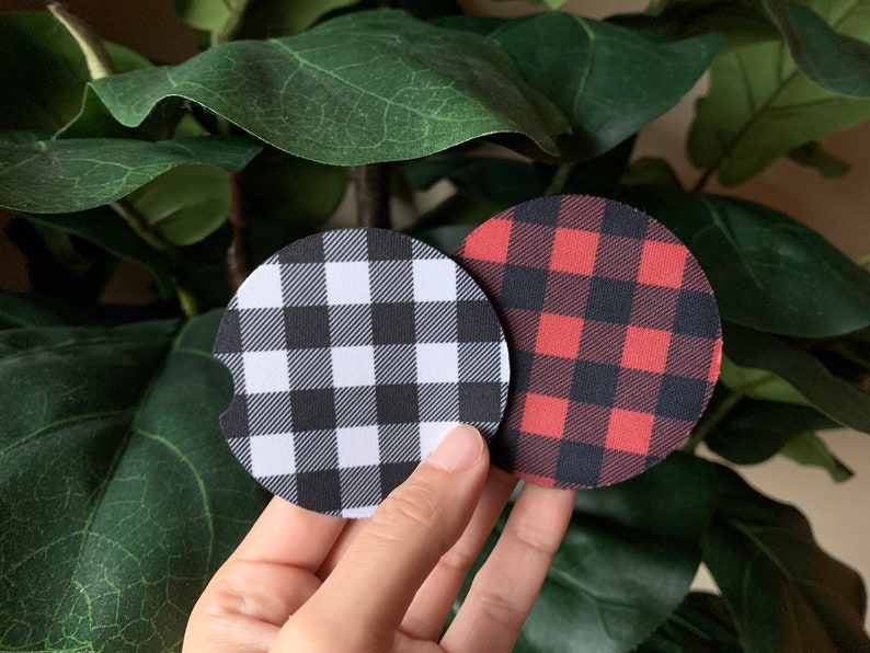 Buffalo Plaid bilunderlägg, svartvit rutig (set om 2) bild 2