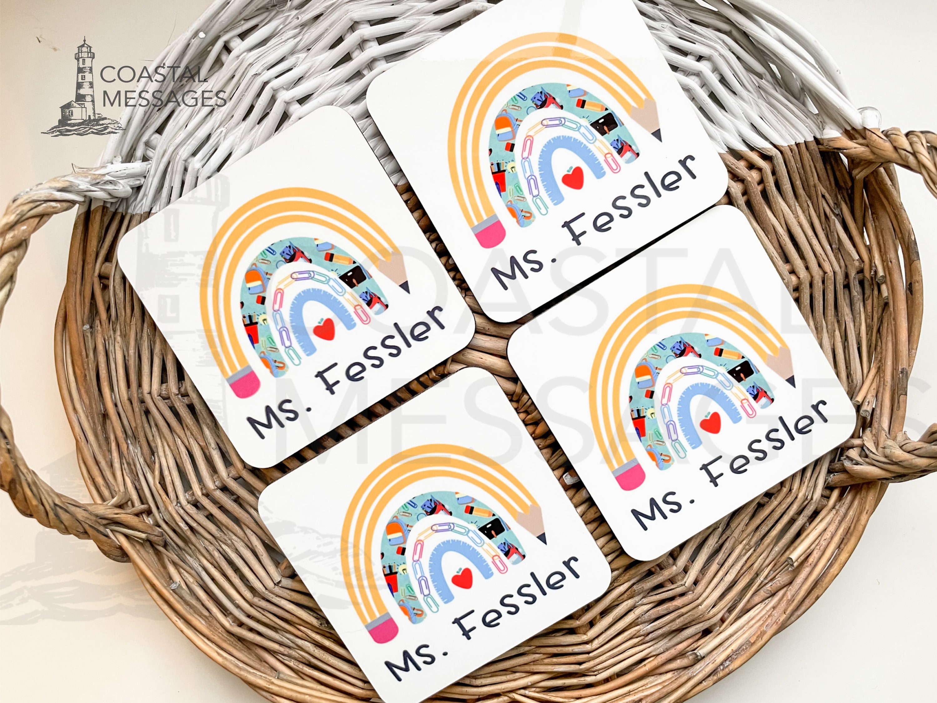 Personalized Coasters for Teacher, Custom Teacher Appreciation Gift ...