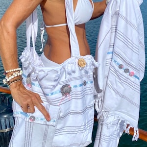 Handmade Toweling Beach Bag, Sarong/Towel, Makeup Bag