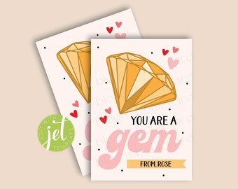 You Are A Gem Valentine's Tags | Personalized Cards for Kid's Classroom | Teacher valentines | Kid valentines | Cards for valentines