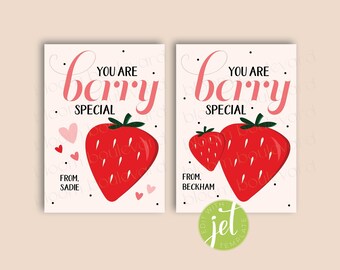 Berry Special Valentine Cards | Editable Cards for Classroom | Printable DIY | Teacher Valentine | Valentine for Kids| Valentine for Teacher