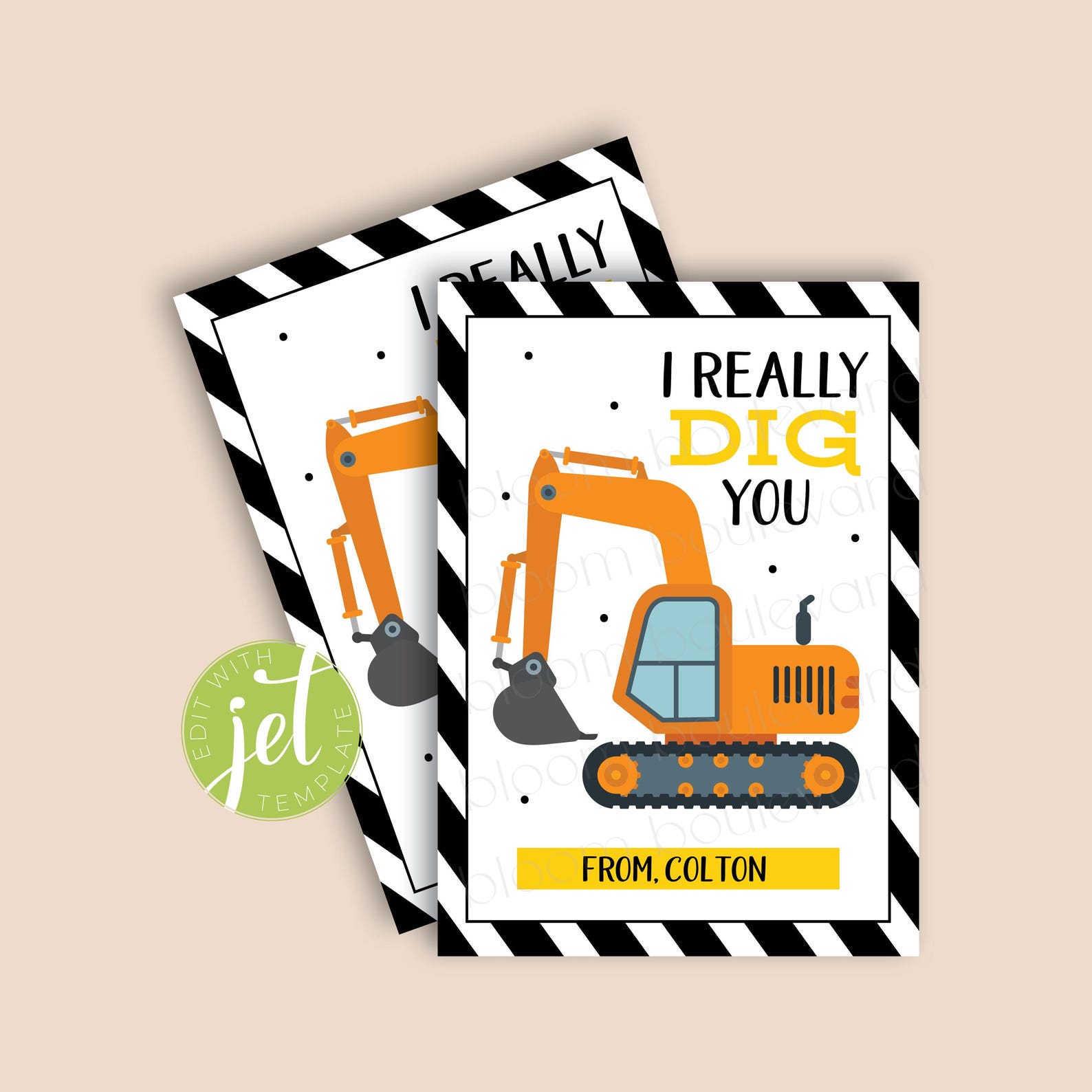 I Dig You Valentine's Tags | Editable Cards for Kids Classroom ...