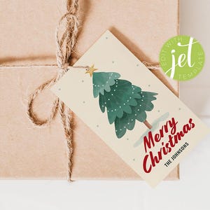 Bearbeitbare Weihnachtsgeschenkanhänger | Weihnachtsanhänger für Freunde, Familie und Nachbarn | Digitaler Download, druckfertiges PDF | Weihnachtsbaum