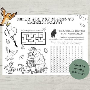 Editable Gruffalo Party Colouring Sheet