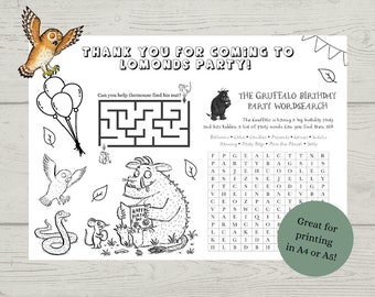 Editable Gruffalo Party Colouring Sheet