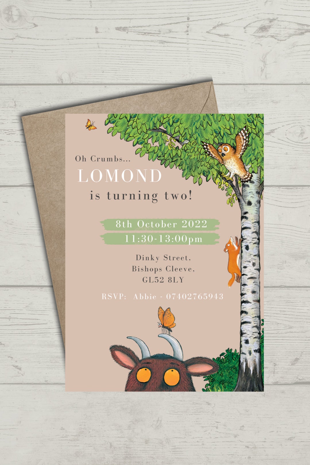 Editable Gruffalo Digital Party Invitation Etsy Australia