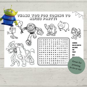 Editable Toy Story Party Colouring Sheet