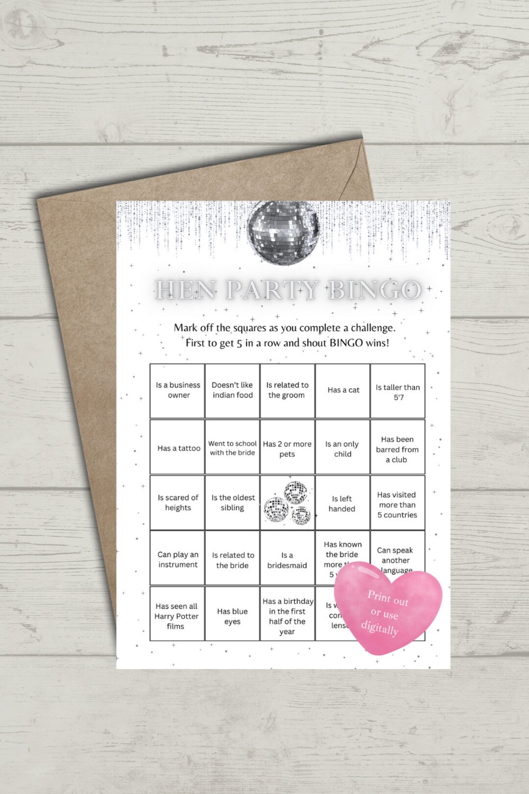 Hen Party Bingo Game Disco Etsy — free download