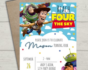 Editable Toy Story Digital Invite - Reach Four The Sky