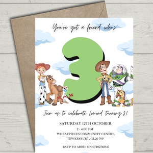 Editable Toy Story Digital Invite - You&#39;ve got a friend who&#39;s three