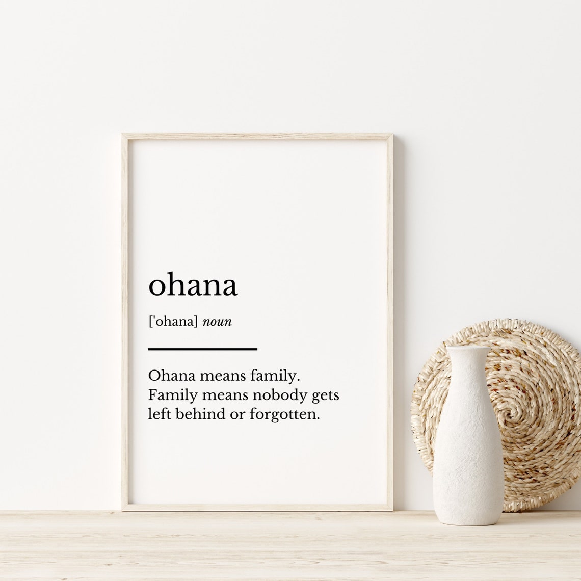 Ohana Poster Print Ohana Definition Black and White Etsy