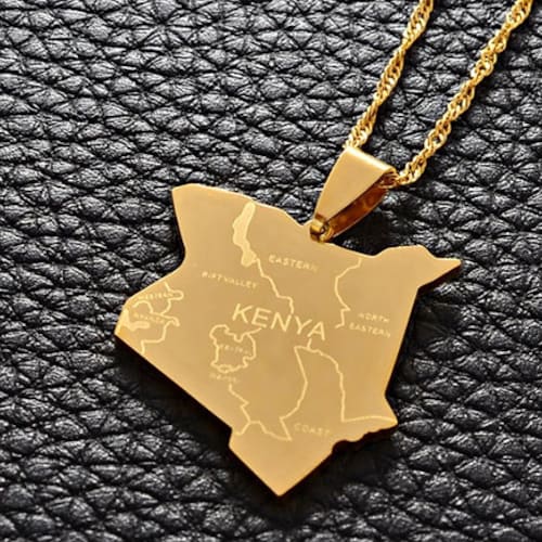 18K Goldplated Kenya Map With Cities Necklace / Charmed Etsy