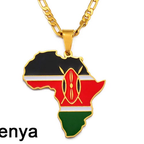 18K Gold Plated Kenya Necklace Kenya Necklace Kenya Map Etsy
