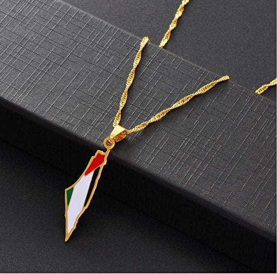 Palestine Map Country Cities Names Colours Necklace Chain Pendant Flag X 2 Palestine Map Country Cities Names Colours Necklace Chain Pendant Flag X 2