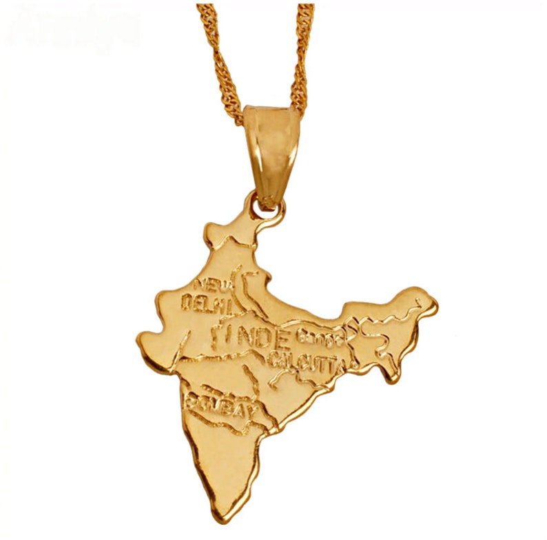 18K gold-plated India map necklace charmed jewelry gift India flag gold necklace for Men and Women