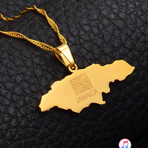 18K Goldplated Jamaica Flag Necklace / Charmed Jewelry Gift / Etsy