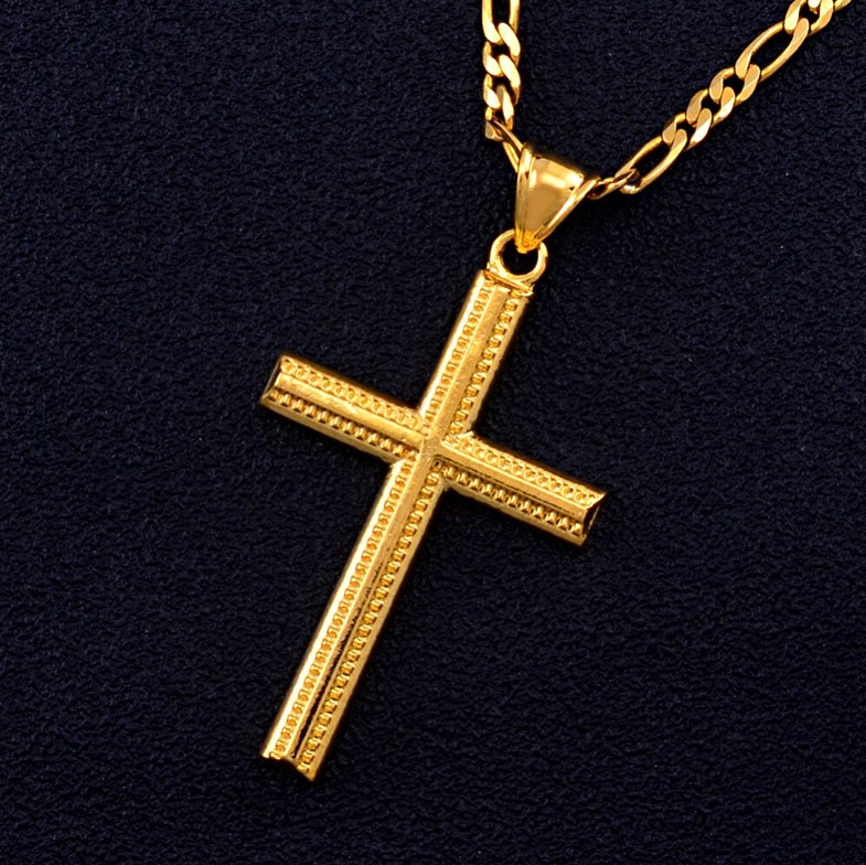 Gold Christian Cross Pendant Necklace / Christianity Pendant | Etsy