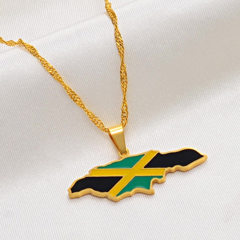 18K Goldplated Jamaica Flag Necklace / Charmed Jewelry Gift / Etsy