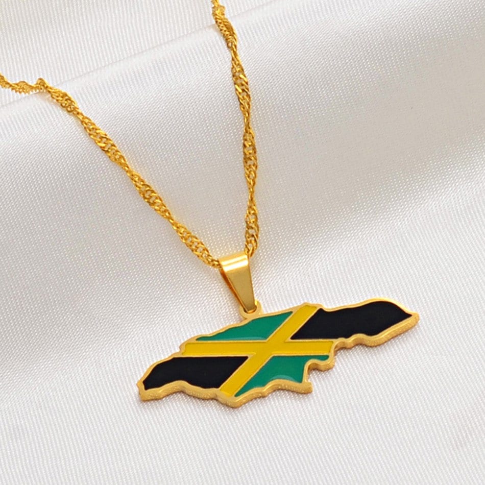 18K Goldplated Jamaica Flag Necklace / Charmed Jewelry Gift / Etsy