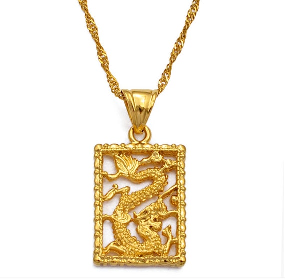18K Gold-plated Dragon Pendant Necklace 