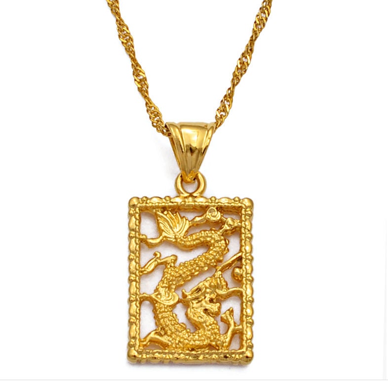18K Gold-plated Dragon Pendant Necklace 