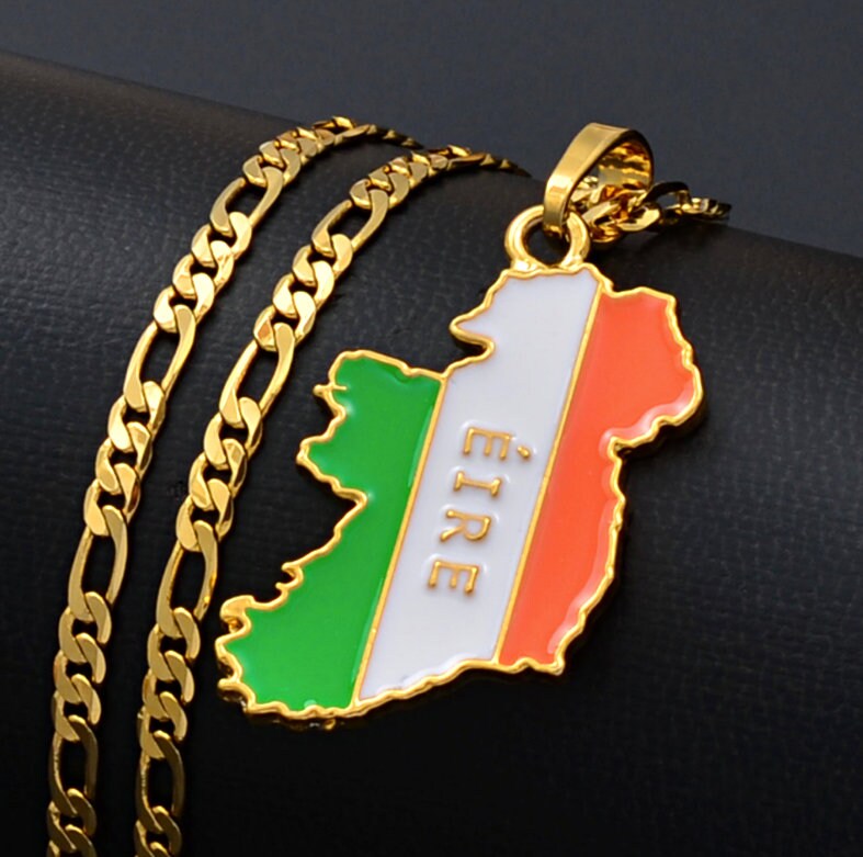 18K goldplated Ireland flag necklace / charmed jewelry gift / Etsy
