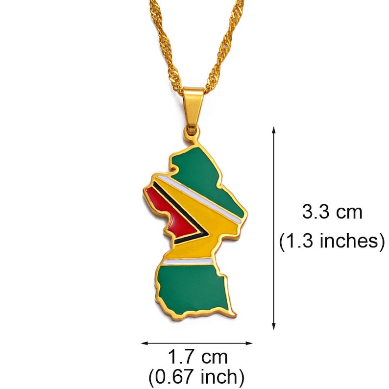 18K Goldplated Guyana Flag Necklace / Charmed Jewelry Gift / Etsy