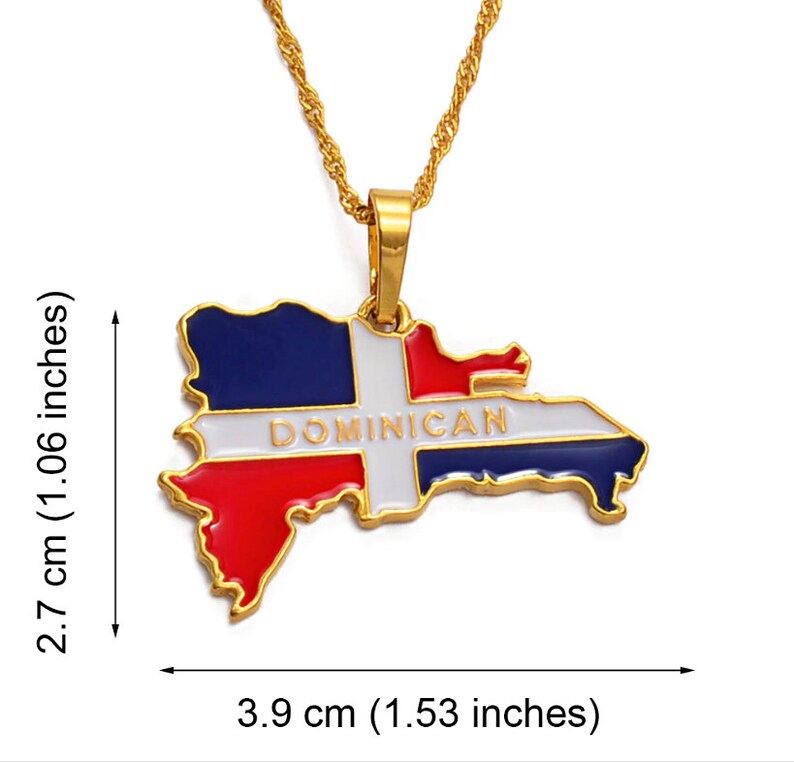18K Goldplated Dominican Republic Flag Map Necklace / Charmed Etsy
