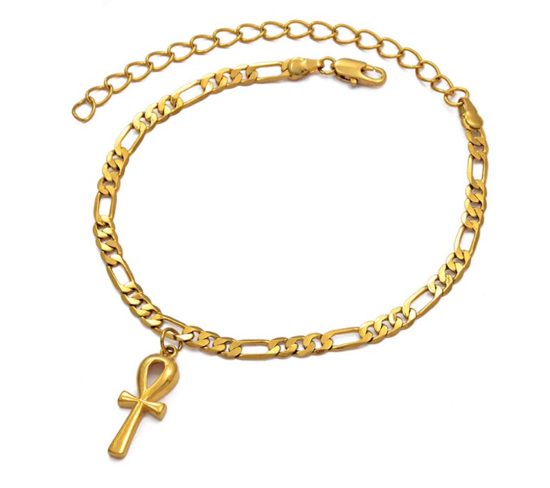 18K Goldplated Egyptian Ankh Cross Pendant Ankle Bracelet / Etsy