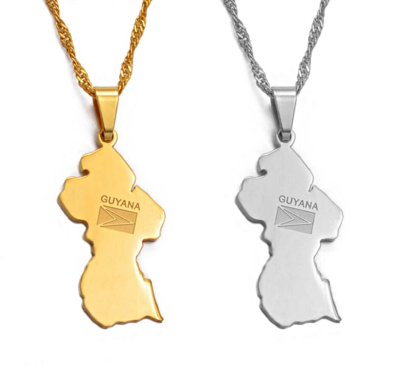 18K Goldplated Guyana Map Necklace / Charmed Jewelry Gift / Etsy