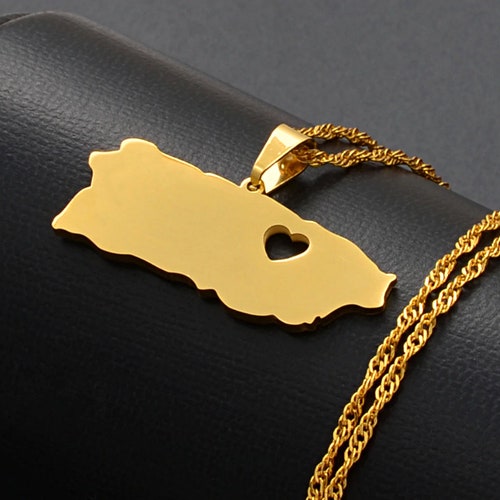 18K Goldplated Puerto Rico Flag Necklace / Charmed Jewelry Etsy
