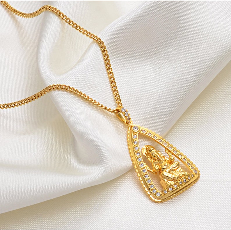 Hinduism Indian Ganesha Pendant Necklace / Indian Deity Gold Etsy