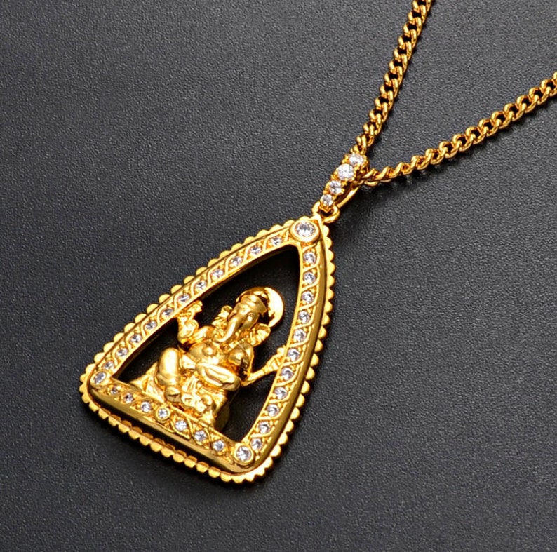 Hinduism Indian Ganesha Pendant Necklace / Indian Deity Gold Etsy