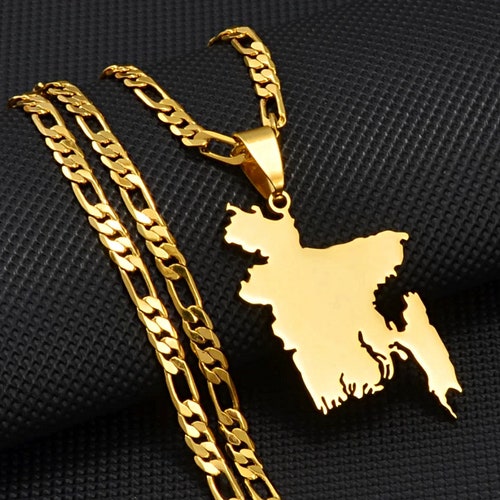 Bangladesh Map Necklace in Gold Etsy