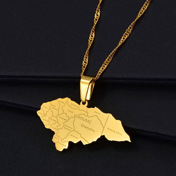 Zoe-clothes-store Map Pendant Necklaces for Women Men Guinea Map Flag Pendant Necklaces for Women/Men Gold Color Jewelry Map of Guinea Necklaces