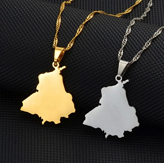 18K Gold-plated Punjab Map Necklace 